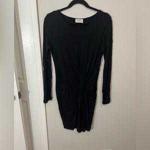 Everly Classic Black Knot Front Mini Dress,Large